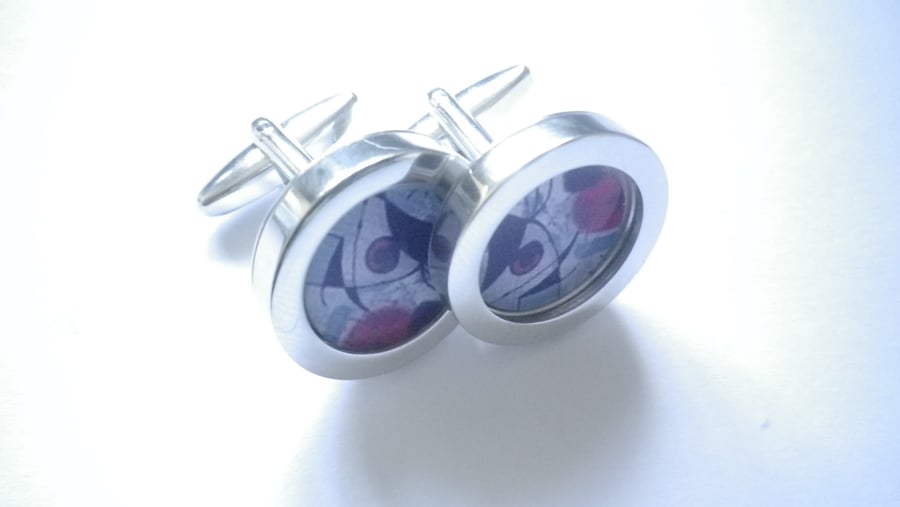 Picasso inspired abstract art cufflinks, vibrant, stylish, free UK shipping...