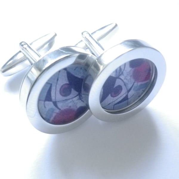 Picasso inspired abstract art cufflinks, vibrant, stylish, free UK shipping...