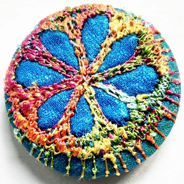 Buttons 1 inch button Hand Dyed Silks and Cottons Free Machine Embroidery Button