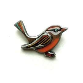Wonderfully Whimsical Colourful Sparrow Resin Brooch by EllyMental