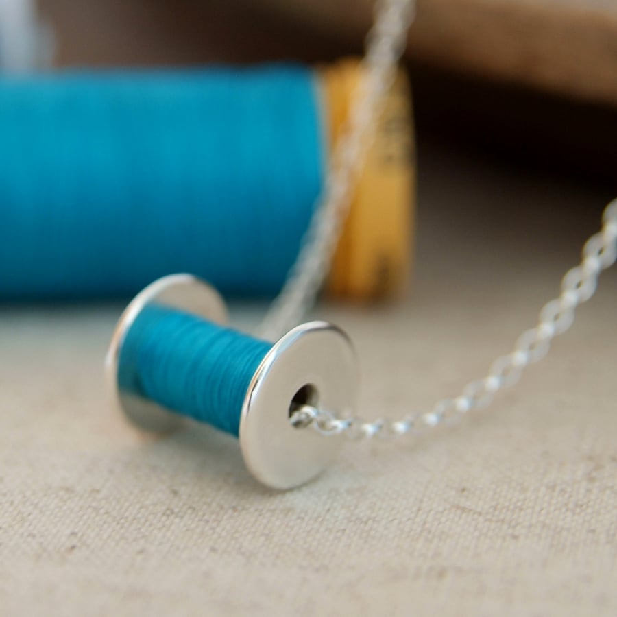 Seamstress Necklace, Cotton Reel, Bobbin, Gift for Crafters, wedding anniversary