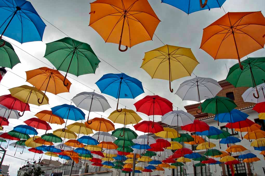 Colourful Umbrellas Torrox Costa Del Sol Spain Photograph Print