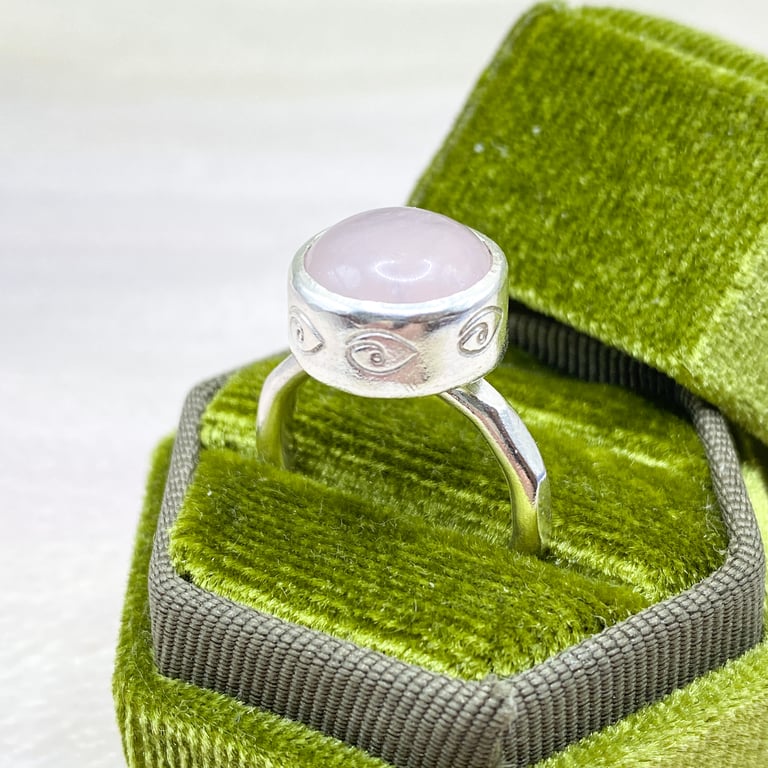 Rose Quartz Silver Ring Handmade 
