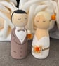 Bride and groom peg doll set cake topper 