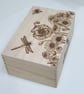 Memory box, wooden keepsake storage box - pyrography wildflowers, dragonfly, bee - Image 4