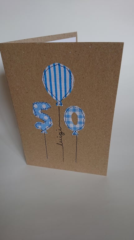 Personalised, Birthday, Name, Year, Relation, Handmade, Recycled Card, Balloon