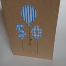 Personalised, Birthday, Name, Year, Relation, Handmade, Recycled Card, Balloon