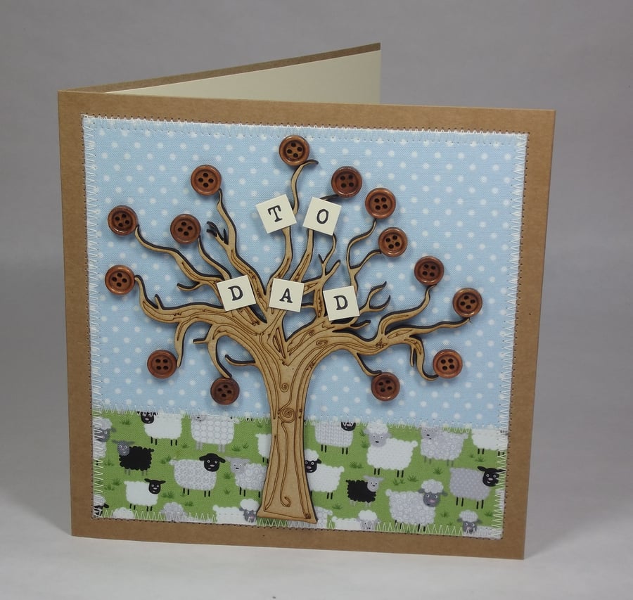To Dad Fabric Greetings Card