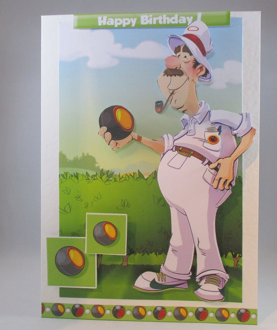 Humorous Bowling Birthday Card, 3D, personalise