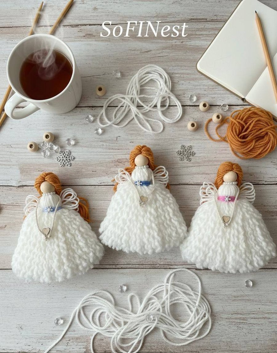 Handmade Fluffy Yarn Angel with Ginger Hair - FREE UK DELIVERY
