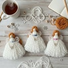 Handmade Fluffy Yarn Angel with Ginger Hair - FREE UK DELIVERY