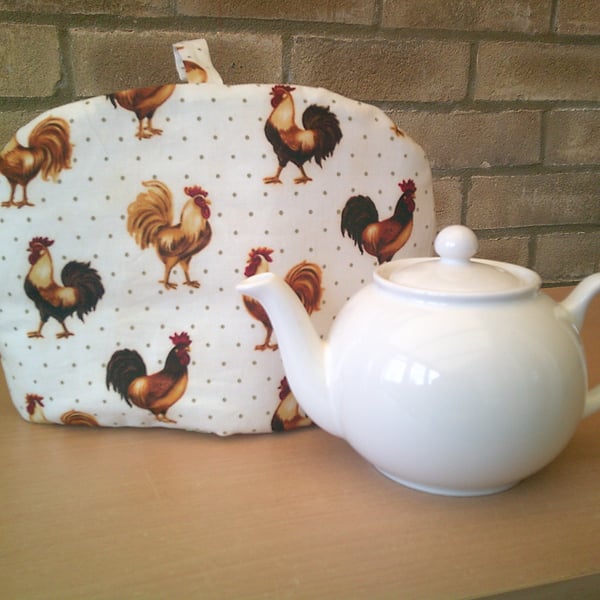 Cockerels on Cream Small Tea Cosy