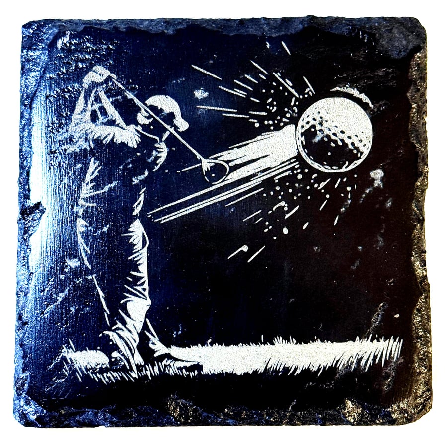 Golf slate coaster. Man cave decor golfers gift