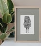 Black & White Botanical Morel Mushroom Art Print Hand-Drawn A5 Illustration - Image 5