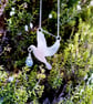 Recycled Silver Dove Pendant with Aquamarine - Sterling Silver Bird Necklace - Image 4