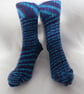 Hand-cranked Knitted Ribbed Wool Socks Size 6 to 7 - Image 1