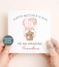 Personalised Mother's Day Card for Nanny or Grandma Cute Bear Hot Air Balloon