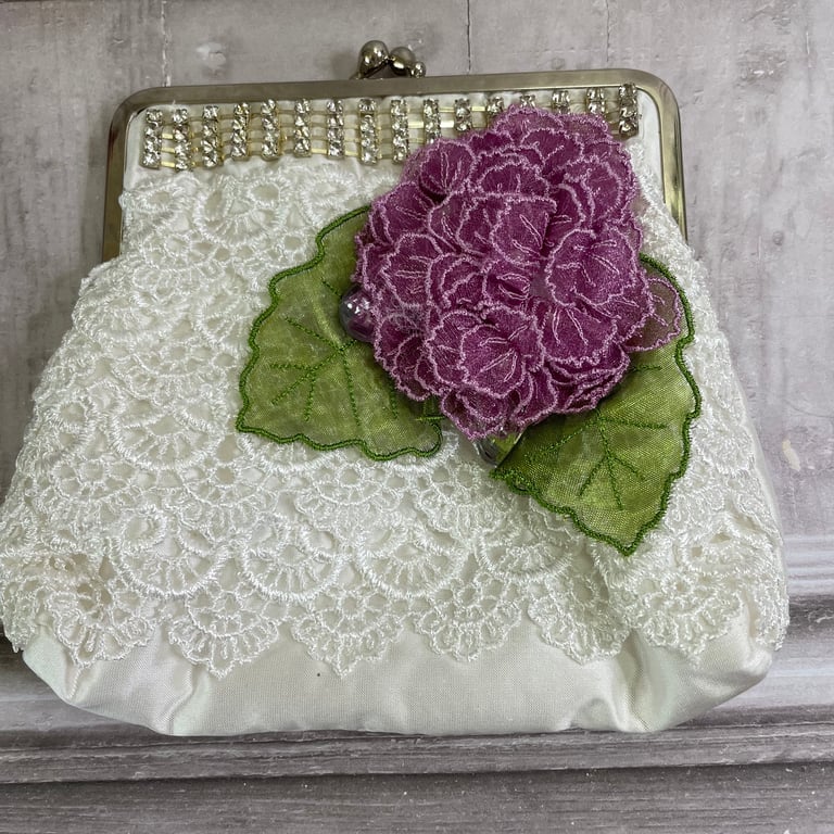 Clutch Bag Lace & Flowers Frame Bag by Carolee Crafts PB1 - 0012