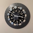Motorcycle brake disc clock (white hands)