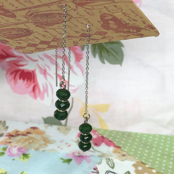 Emerald threader earrings