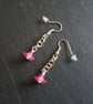 Pink Flower Chain Earrings - Acrylic Flower Dangle Earrings