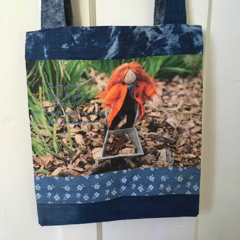 Upcycled Hand Embroidered Nature Tote Bag