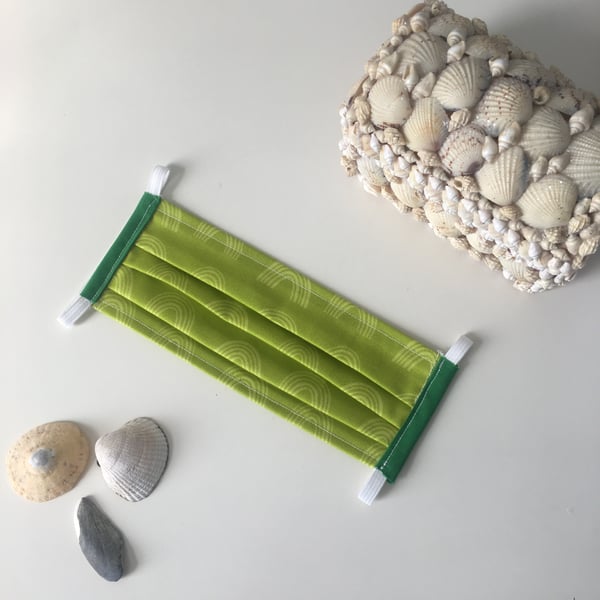 Lime green face mask reusable washable cotton fabric 