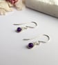 AMETHYST Dainty Wire Wrapped Earrings Sterling Silver February Birthstone - Image 6