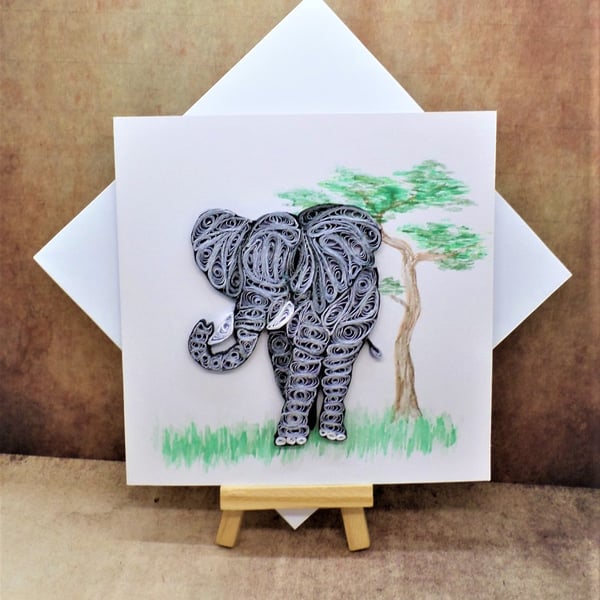 Majestic quilled elephant open card