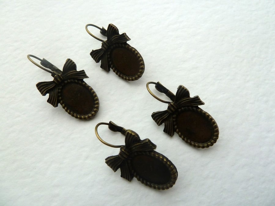 SALE bronze lever back earrings bows