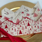 6 Reusable Christmas crowns in Scandi-style prints with velvet ribbon fastenings
