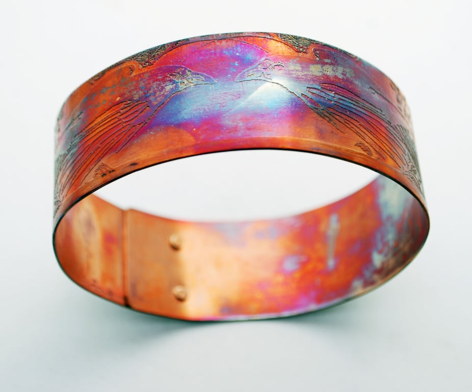 Copper Raven Crow Bracelet bangle