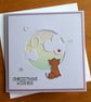 Christmas Wishes Card - Fox Snowy Northern Lights Sky