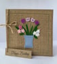 Handmade Birthday Card. Pink and lilac flowers. Keepsake card. - Image 2