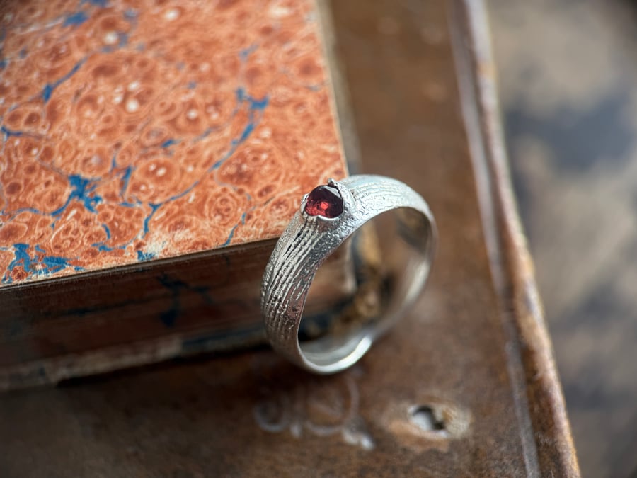 Sterling Silver Rough Spinel Crystal Ring Band