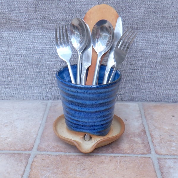 Cutlery and utensil drainer toothbrush holder stoneware pottery handmade  