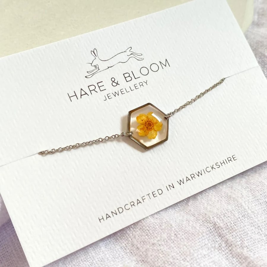 Pressed Orange Blossom Bracelet in Silver