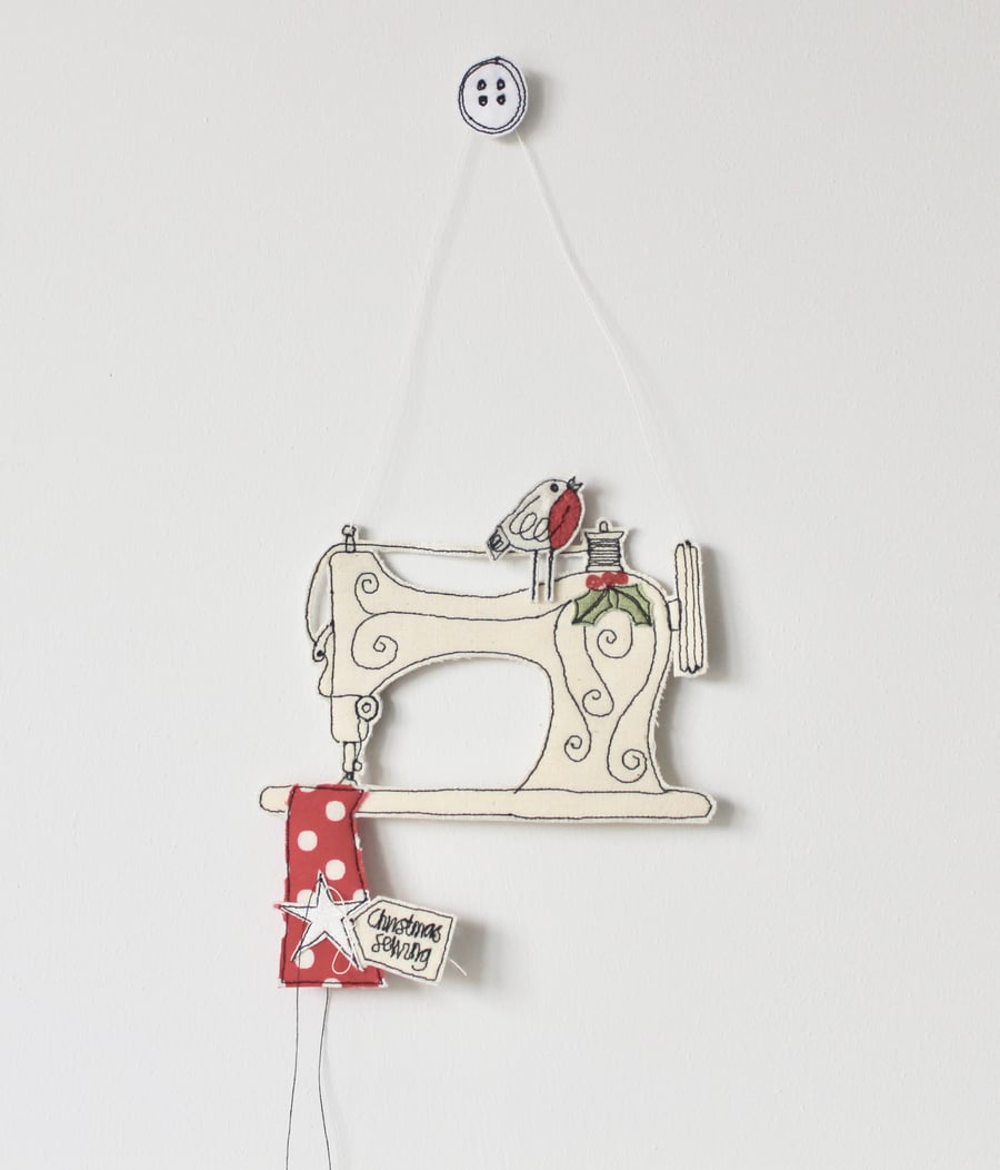 'Christmas Sewing' Sewing Machine' - Hanging Decoration