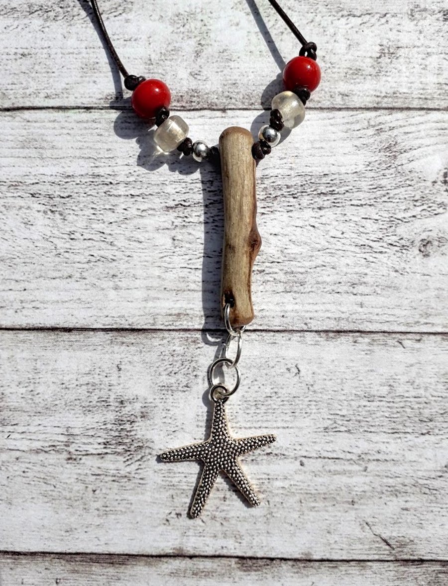 Starfish and driftwood pendant.
