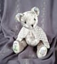 Collector's teddy bear 'Pearl' hand sewn vintage velvet, embroidery and lace. - Image 9