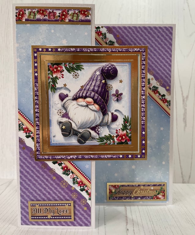 Holidays Christmas Card Merry & Bright,Tomte, Gnome by Carolee Crafts PB6 - 0010