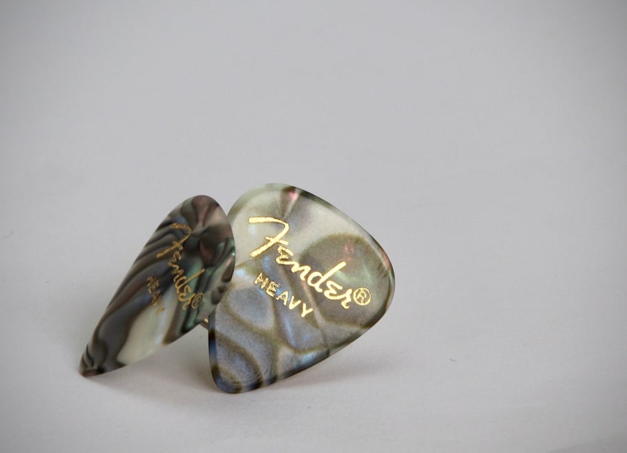 Pearlescent effect Fender Plectrum Silver Plated Cufflinks - Boxed