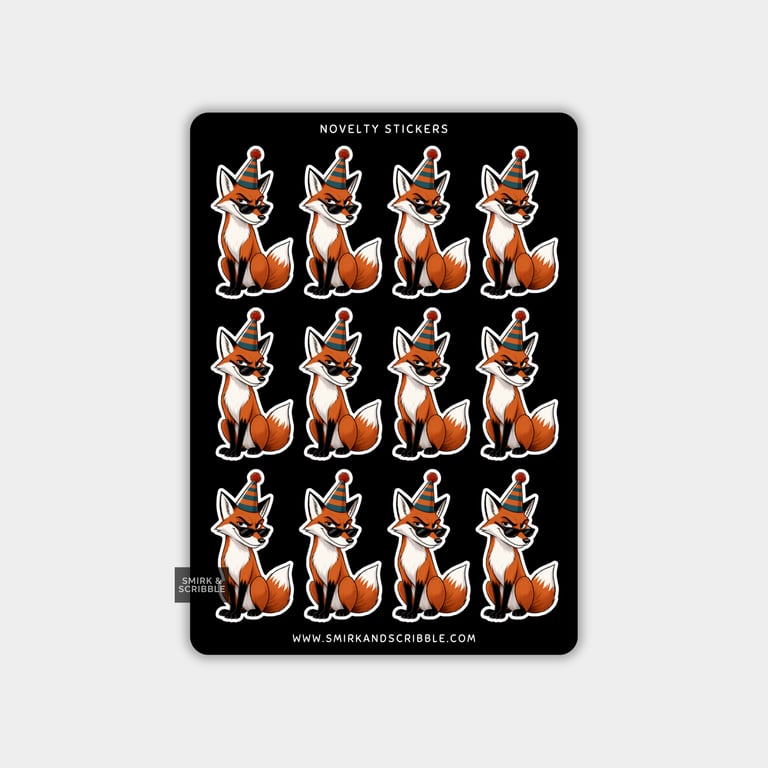 Funny Vinyl Sticker Sheet For Adults - Birthday Fox