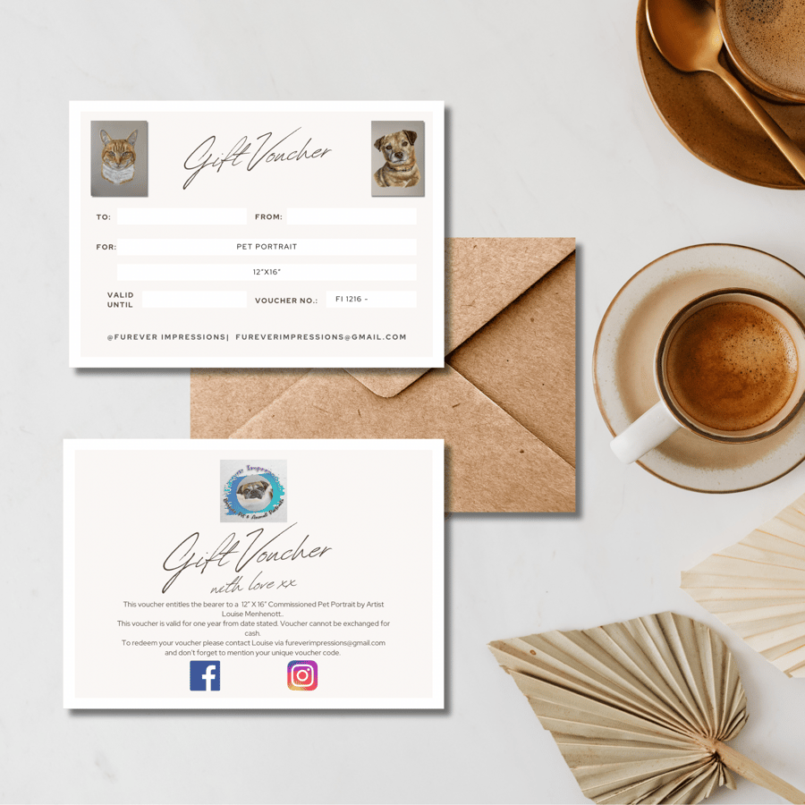 Pet Portrait Gift Voucher 12"x16" (Mounted to 16"x20")