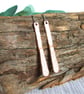 Earrings, Copper Long Teardrops with Textures and Silver Earwires - Image 4