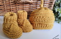 HAND KNITTED DESIGNER BABY  HATS,  BOOTIES AND MITTENS
