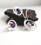Sterling Silver Swirl Amethyst earrings and pendant, Handmade Urban WEDDING