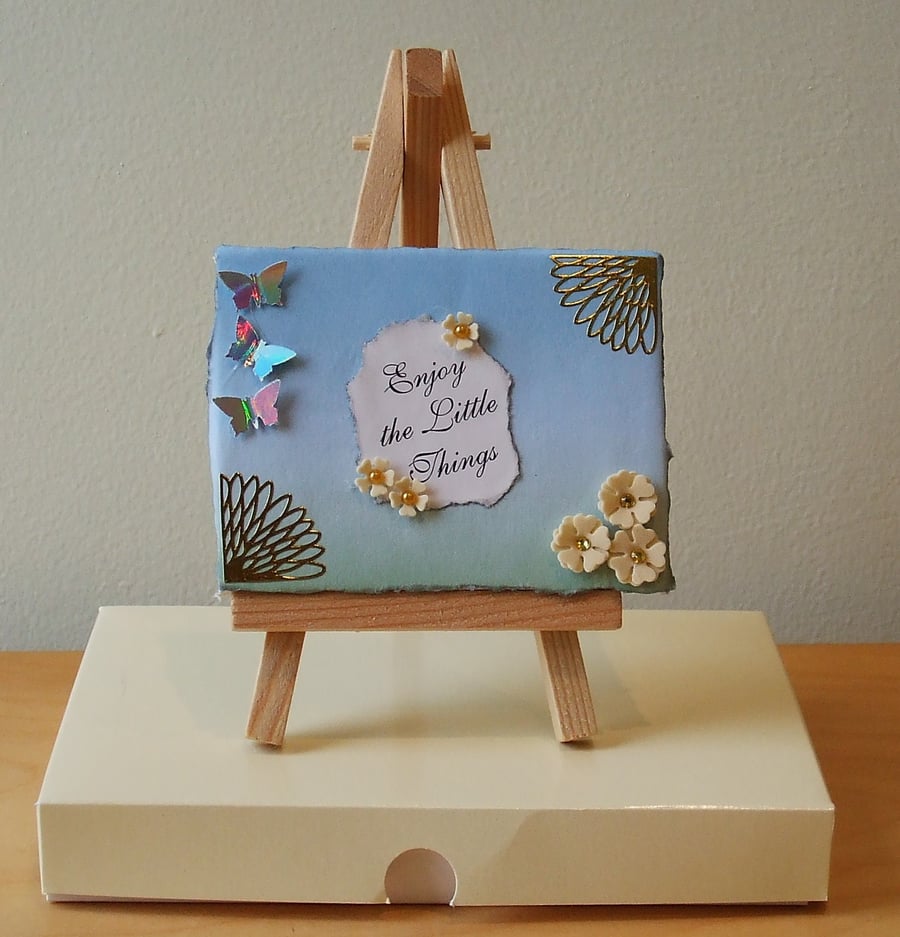 Miniature Mixed Media Quotation Canvas, Enjoy The Little Things