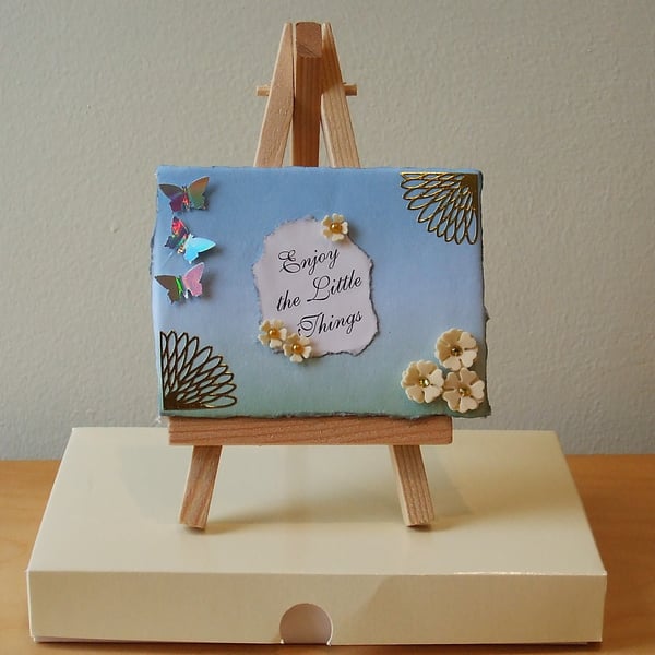 Miniature Mixed Media Quotation Canvas, Enjoy The Little Things
