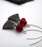 red lampwork glass and pewter earrings - Image 3
